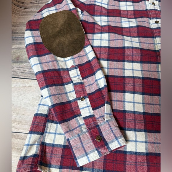 J. CREW Men's Red Plaid Shirt with Elbow Patches/size L - Picture 4 of 7